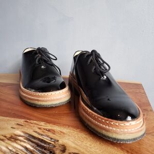 WANT LES ESSENTIELS BLACK PATENT LOAFER, SIZE 38